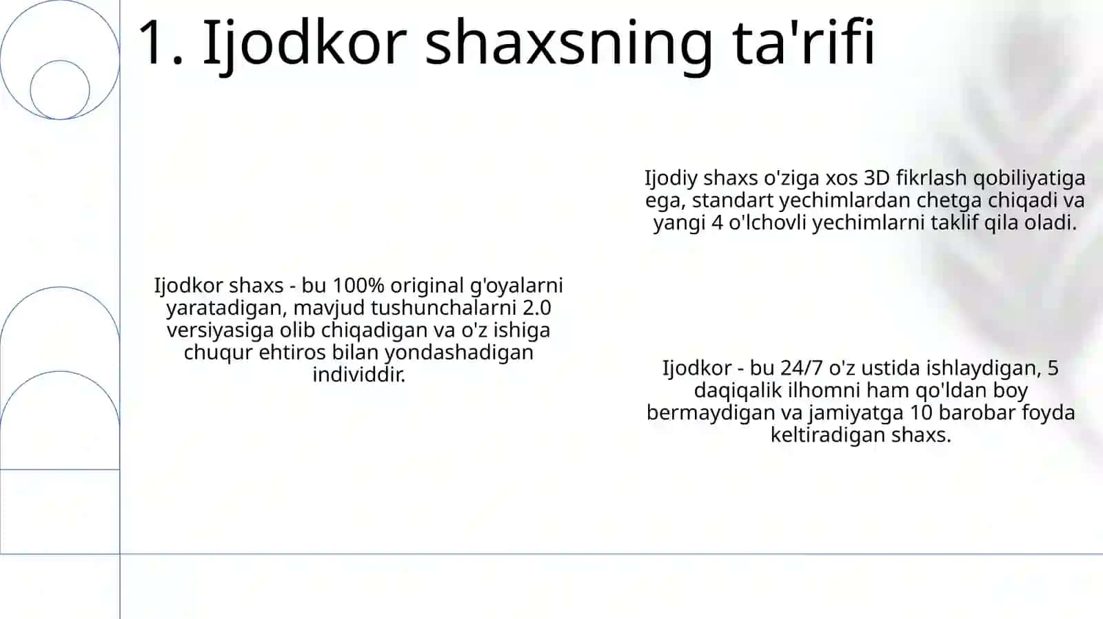 Tasvirlash. Kreativ shaxs tavsifi 3