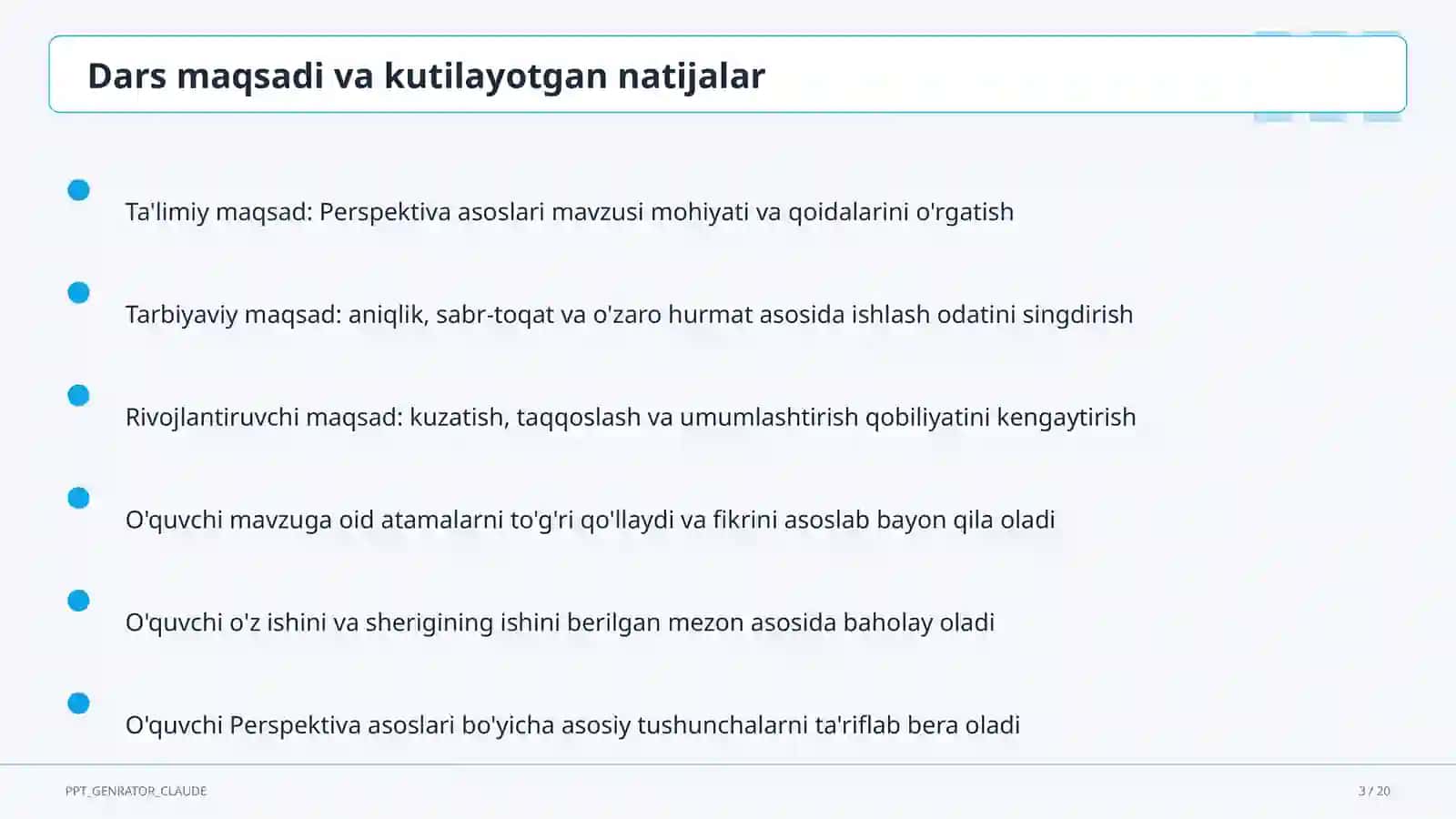 Perspektiva asoslari (5-sinf) 3