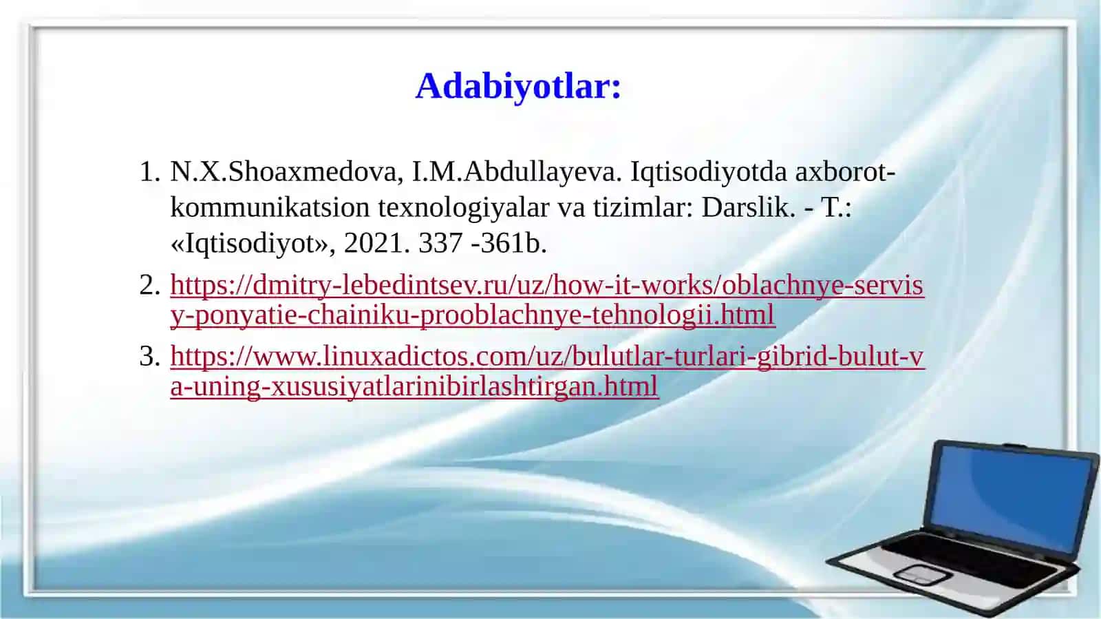 Iqtisodiyotda axborot-kommunikatsion texnologiyalar va tizimlar 3