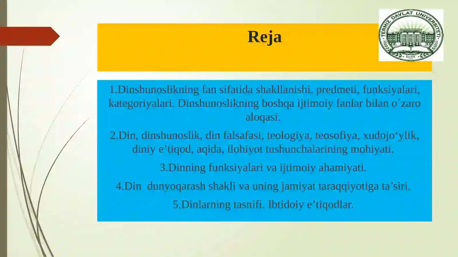 Dinshunoslik faniga kirish, tarixi va vazifalari 3