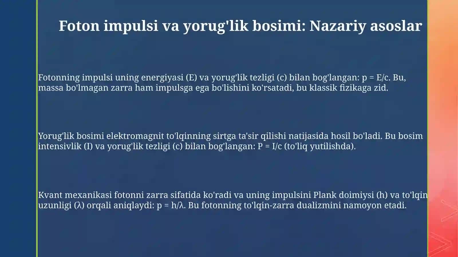 Fotonningimpulsi.Yorug’likbosimi 3