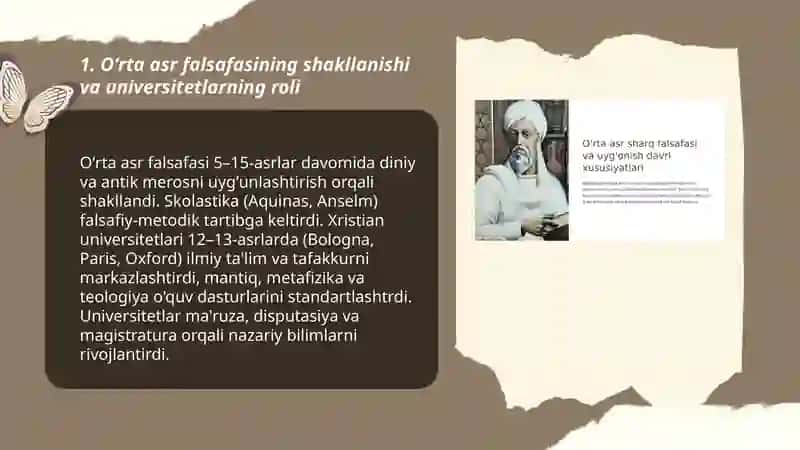 Gʻarb falsafasida oʻrta asrlar va uygʻonish davri falsafasi 3