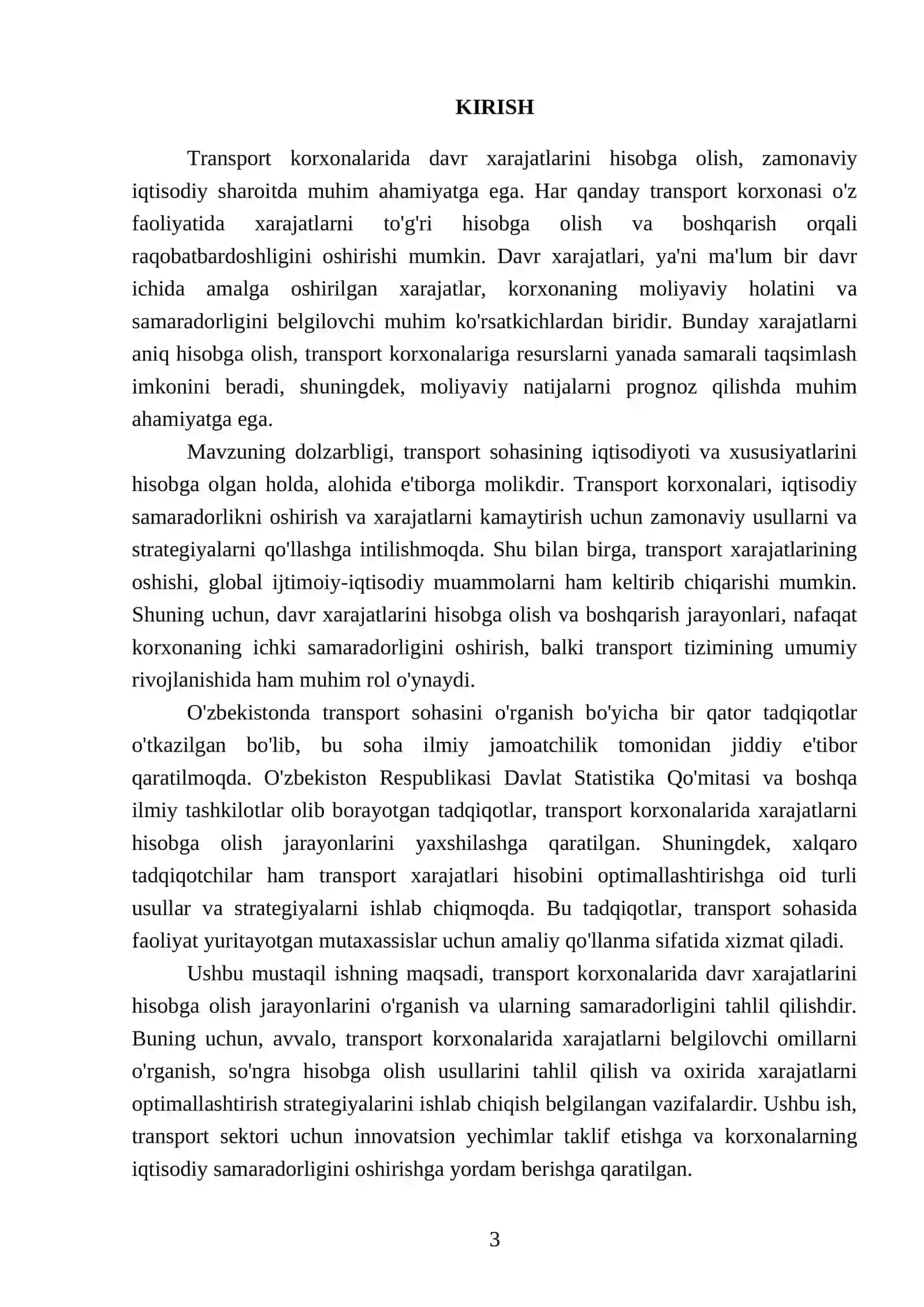 Transport korxonalarida davr xarajatlarini hisobga olish 3