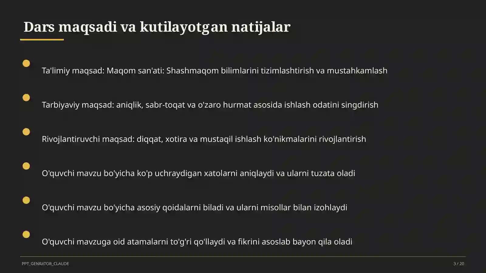 Maqom san'ati: Shashmaqom (5-sinf) 3