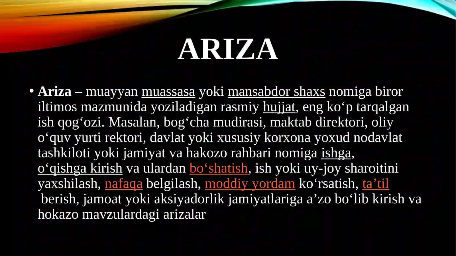 Malumotaxborotxujjatlari: Ariza Ishonchnoma Tilxat Tavsifnoma 3