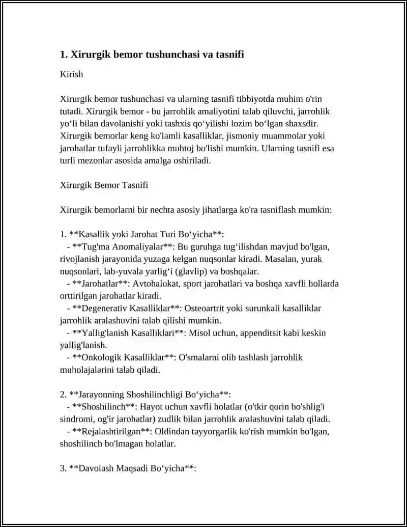 XIRURGIK BEMORLAR. XIRURGIK BEMORLAR UMUMIY PARVARISHI TUSHUNCHASI XIRURGIK YORDAM TUZILISHI VA UNI ISHINI TASHKIL QILISH 3