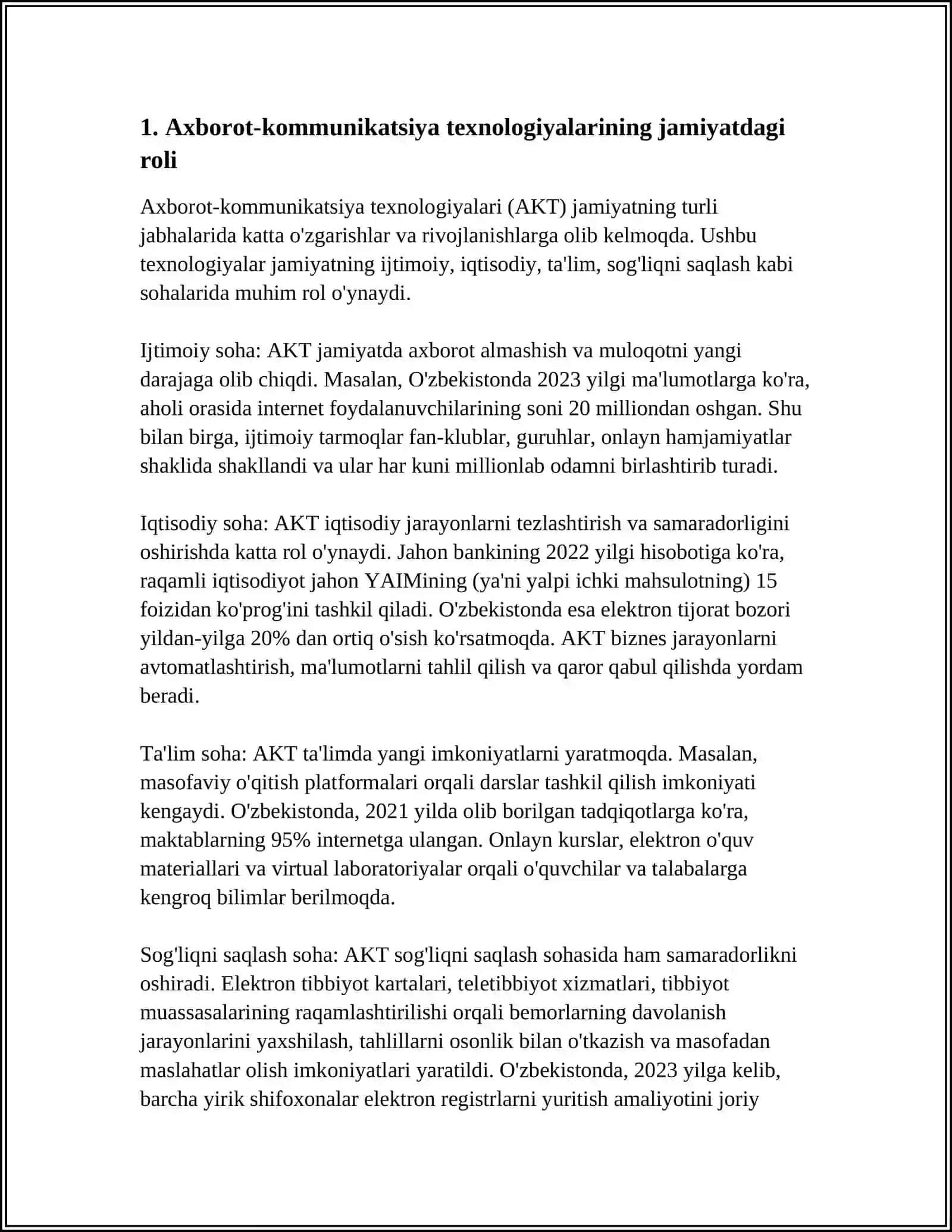 AXBOROT-KOMMUNIKATSIYA TEXNOLOGIYALARNING ROLI VA AHAMIYATI 3