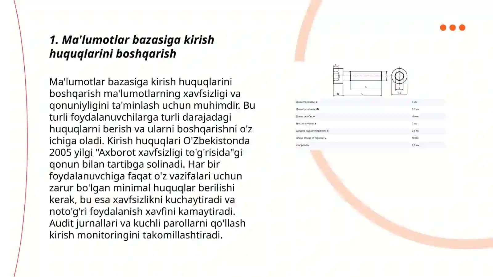 Mandatli model asosida ma'lumotlar bazasidan foydalanishni cheklashni tashkil etish 3
