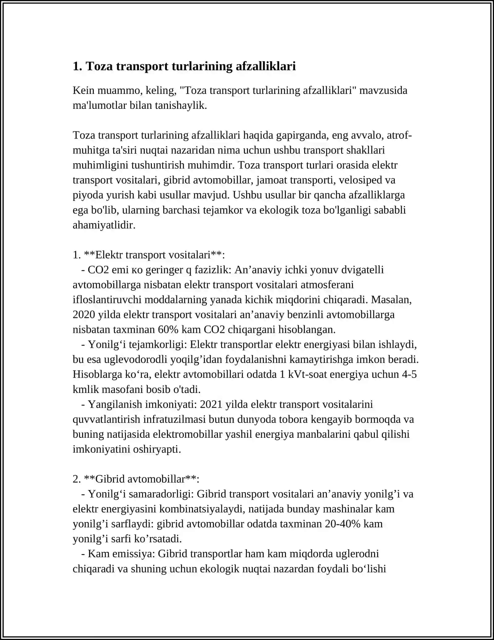 EKALOGIK TOZA TRANSPORT TURLARINI TAKOMILLASHTIRISH 3