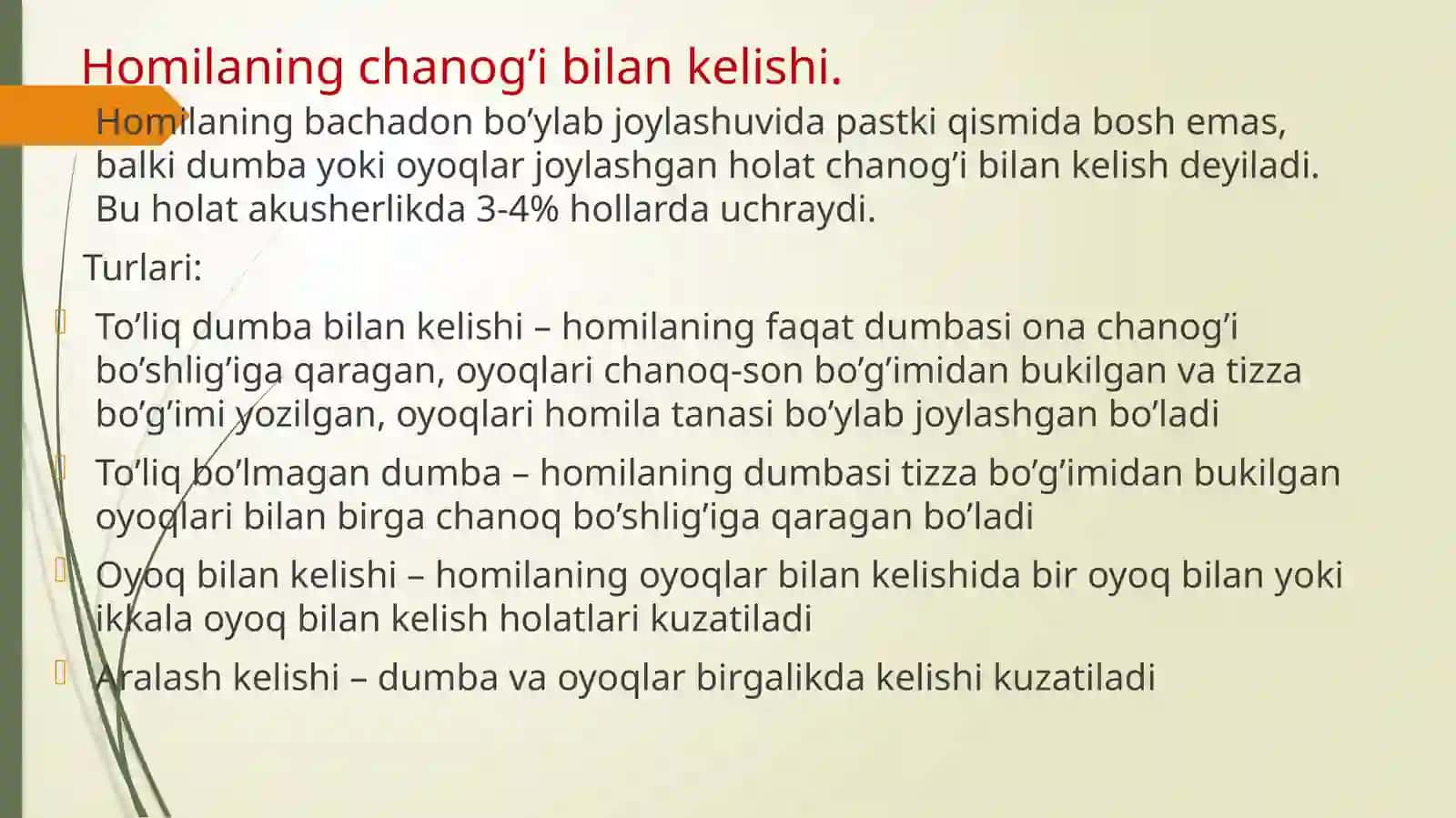 Homilani chanog’i bilan kelishi 3