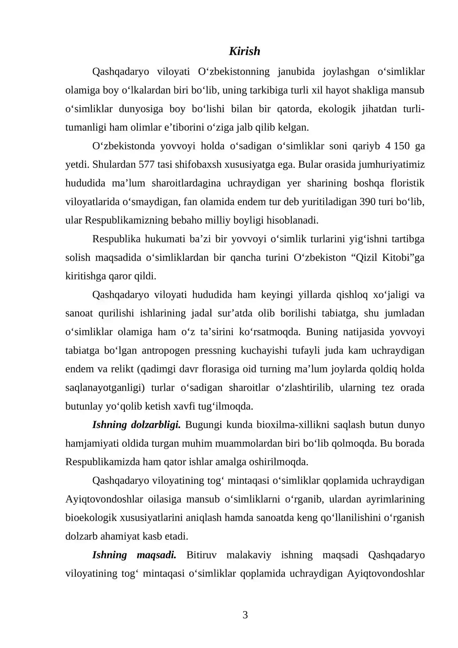 Qashqadaryo xavzasining tog’ mintaqasida tarqalgan ayiqtovondoshlar oilasi vakillarining bioekologik xususiyatlari va sanoatda ishlatilishi 3
