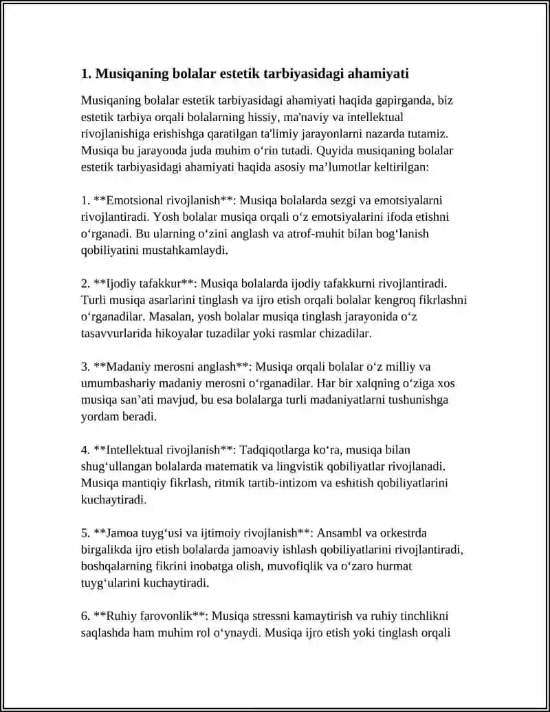 MAKTABGACHA YOSHDAGI BOLALARGA ESTETIK TARBIYA BERISHDA MUSIQANING OʻRNI 3