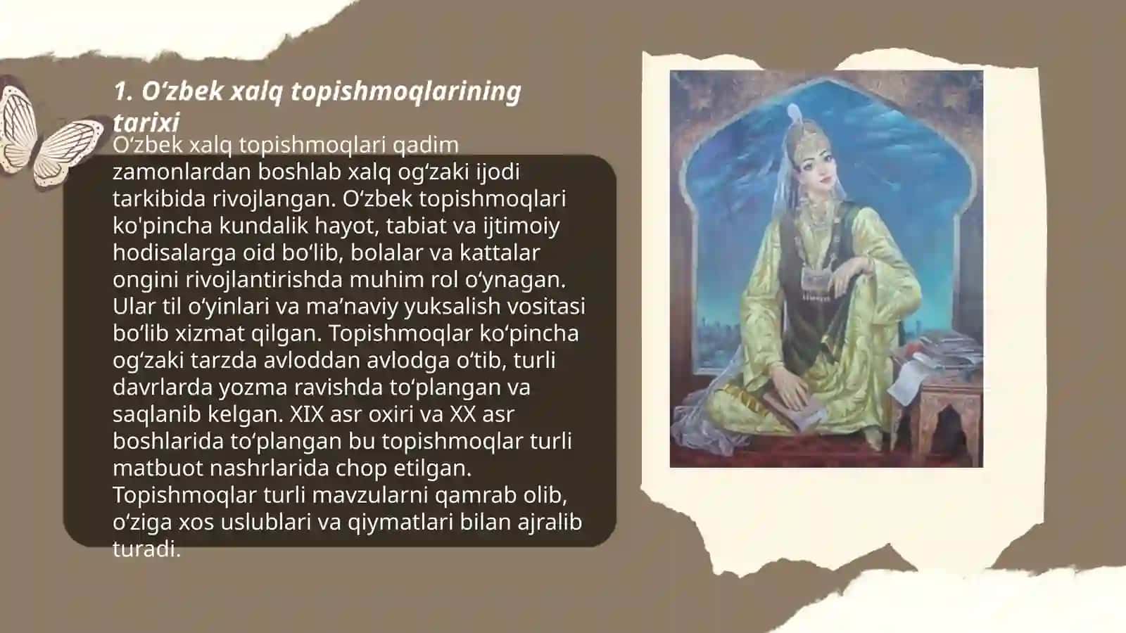 Oʻzbek xalq topishmoqlarini toʻplash va mazmunini sharhlab tahlil qilish 3