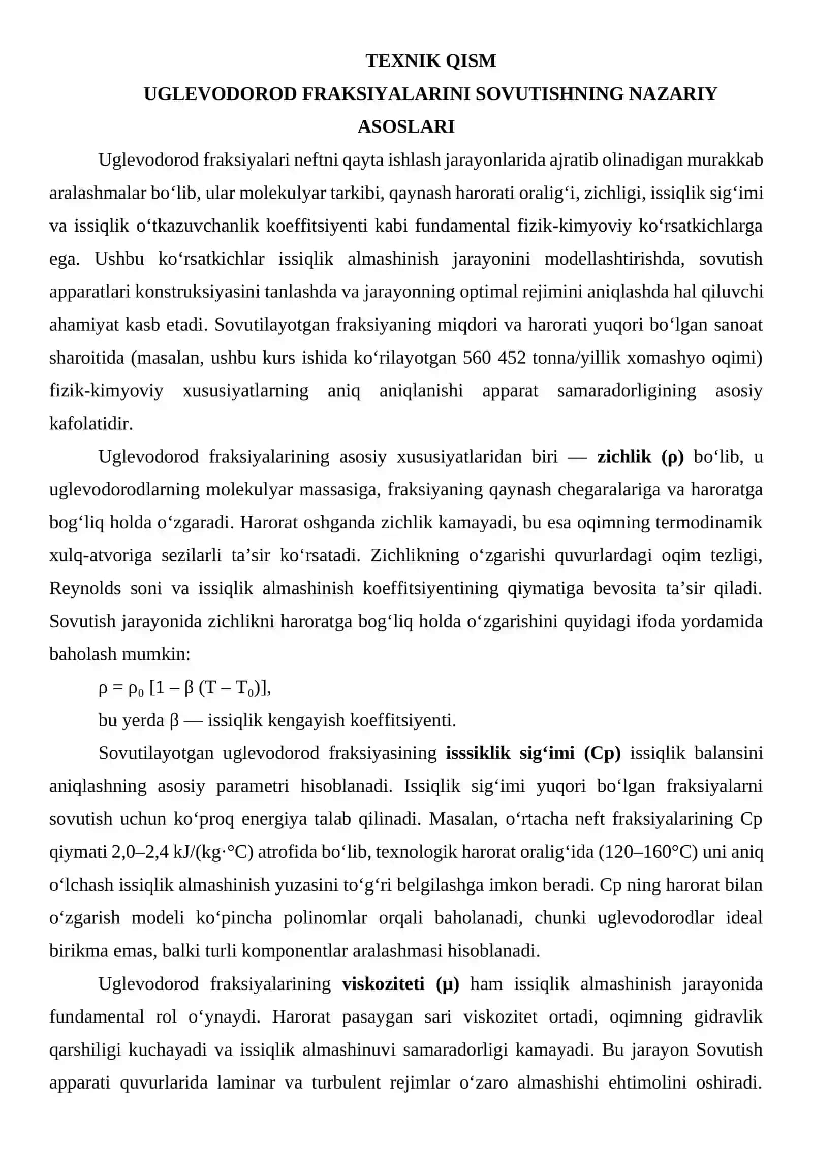 Uglevodorod fraksiyalarini haroratini tushurib beradigan havo bilan sovutish aparatini hisoblang 3