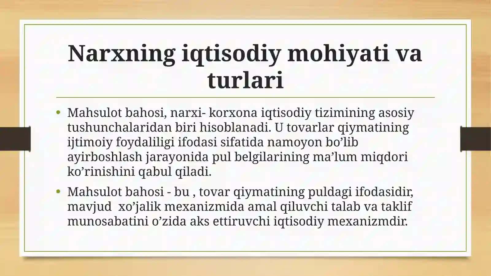 Korxonamahsulotlariga (xizmatlarini ishlarini)narxinishakllantirish 3