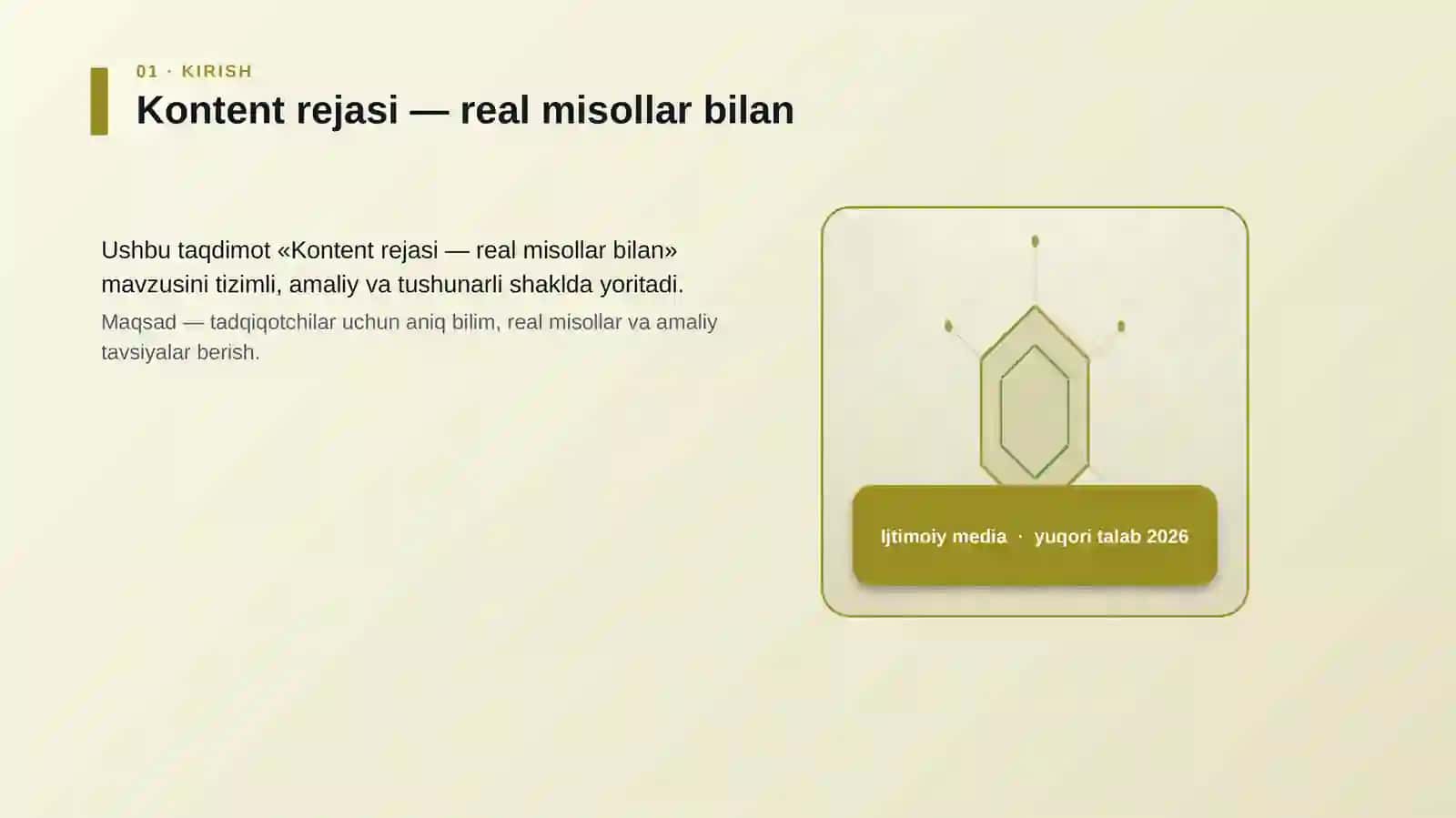Kontent rejasi — real misollar bilan 3