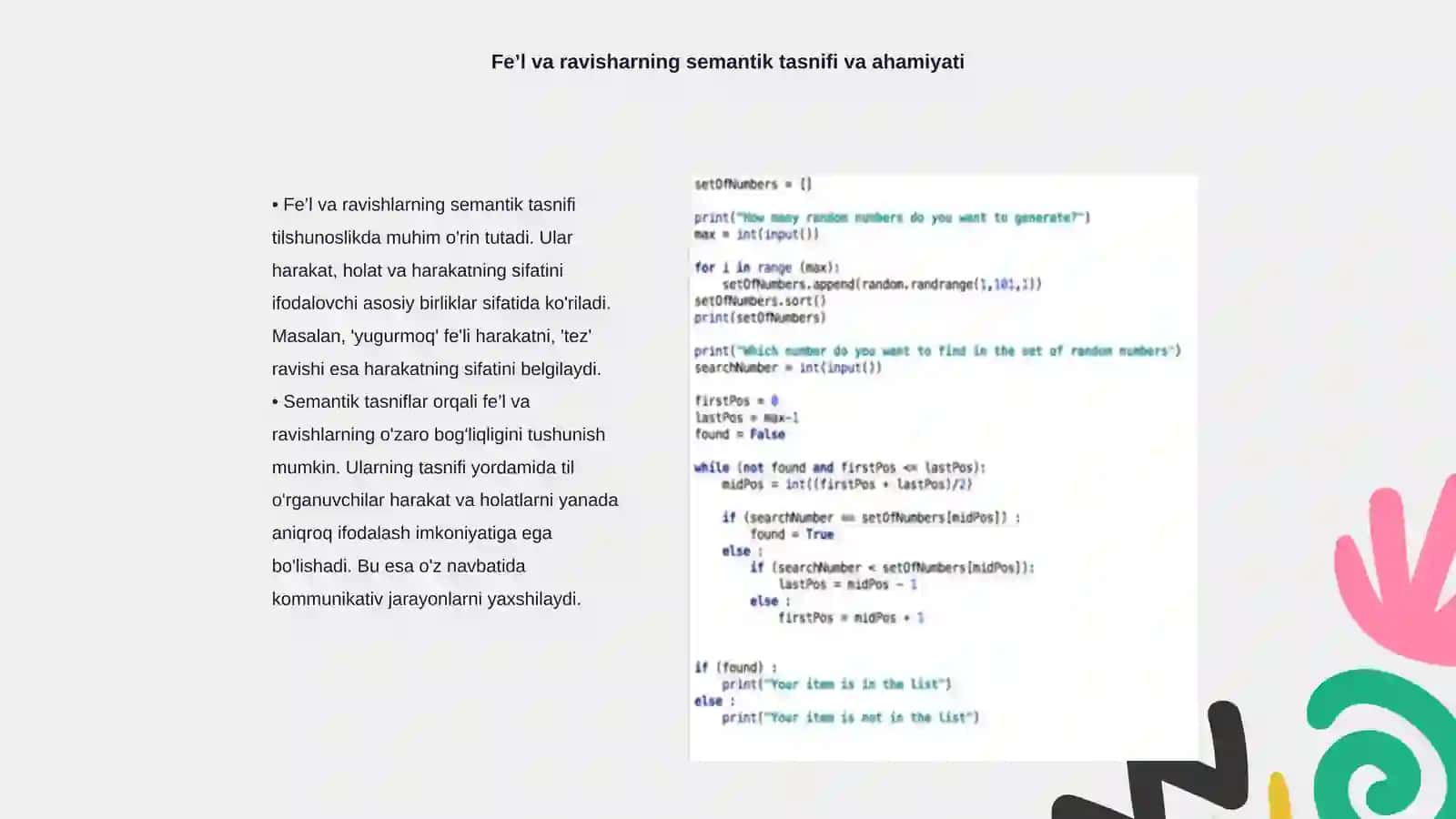Fe’l va ravisharning semantik tasnifi 3