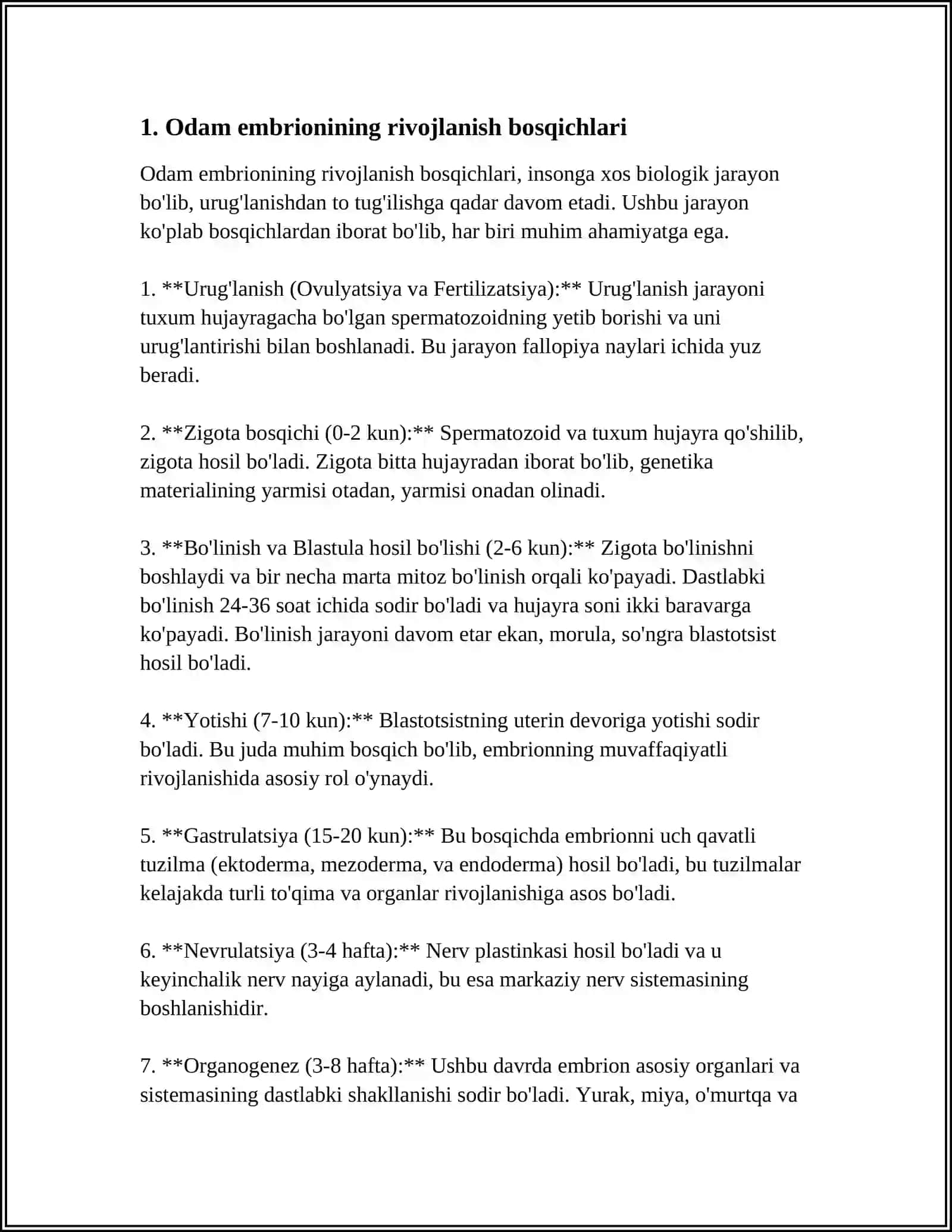 ODAM EMBRIOLOGIYA QALTASI DAVRLARI 3