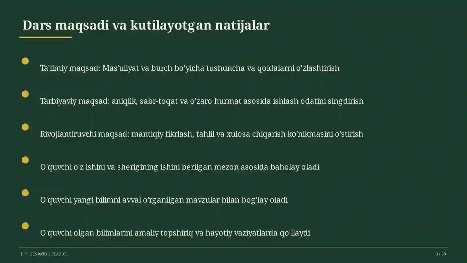 Mas'uliyat va burch (6-sinf) 3