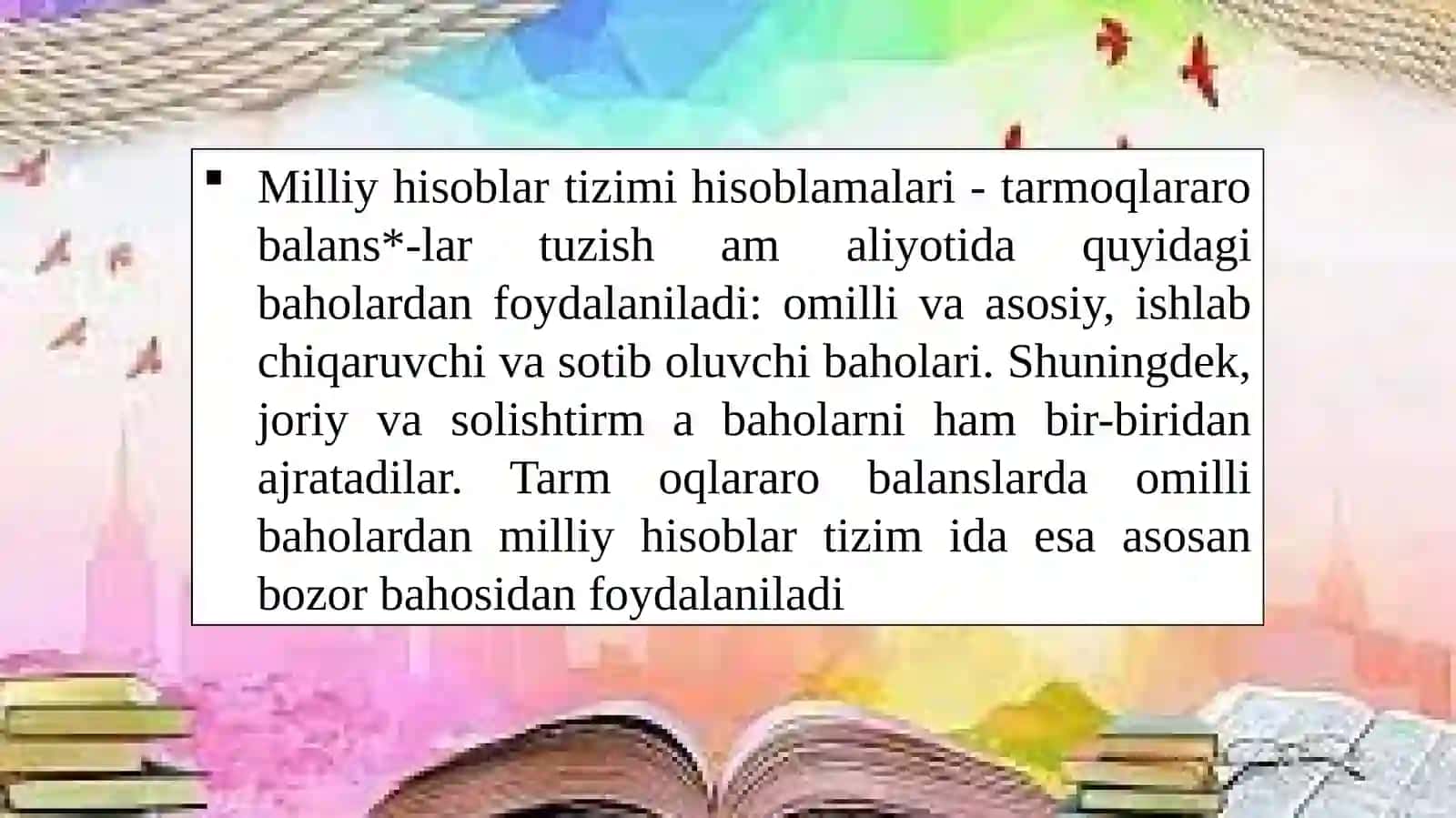 Milliy hisoblartizimida iqtisodiy faoliyat natijalarini ifodalovchi ko’rsatkichlar tizimi 3