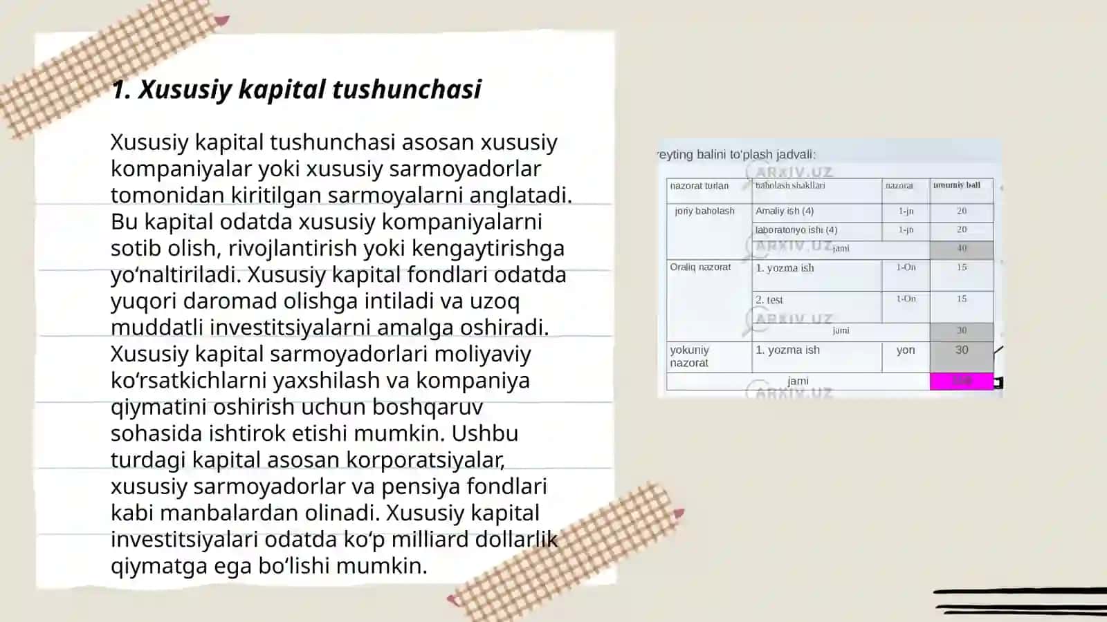 Xususiy kapitalni tahlil etishning maqsadi vа vazifalari 3