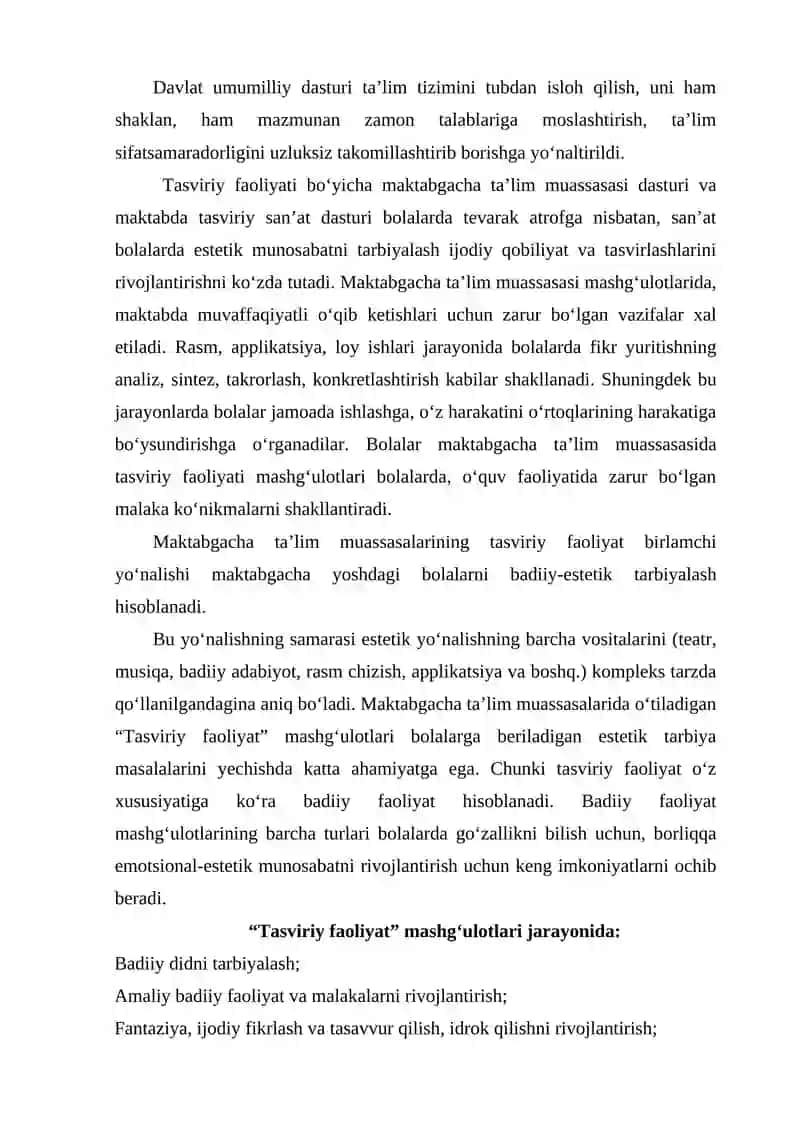 Maktabgacha yoshdagi bolalar bilan musiqiy faoliyat turlarining klassifikatsiyasi 3
