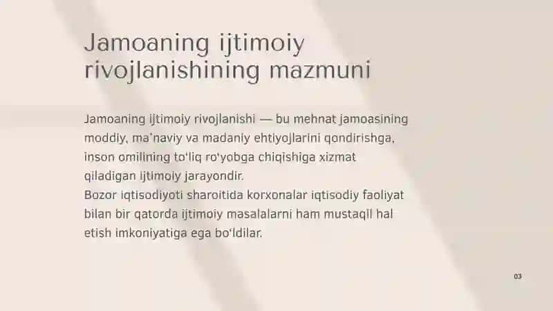 Jamoaning ijtimoiy rivojlanishi 3