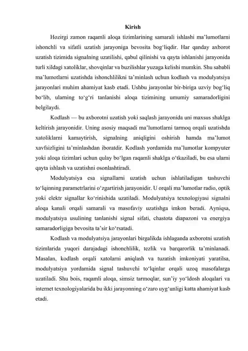 Kodlash va modulyatsiya orasidagi bog‘liqlik 3