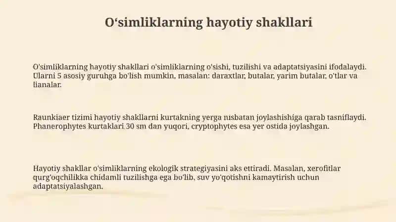 O'simliklarning hayotiy shakllari 3