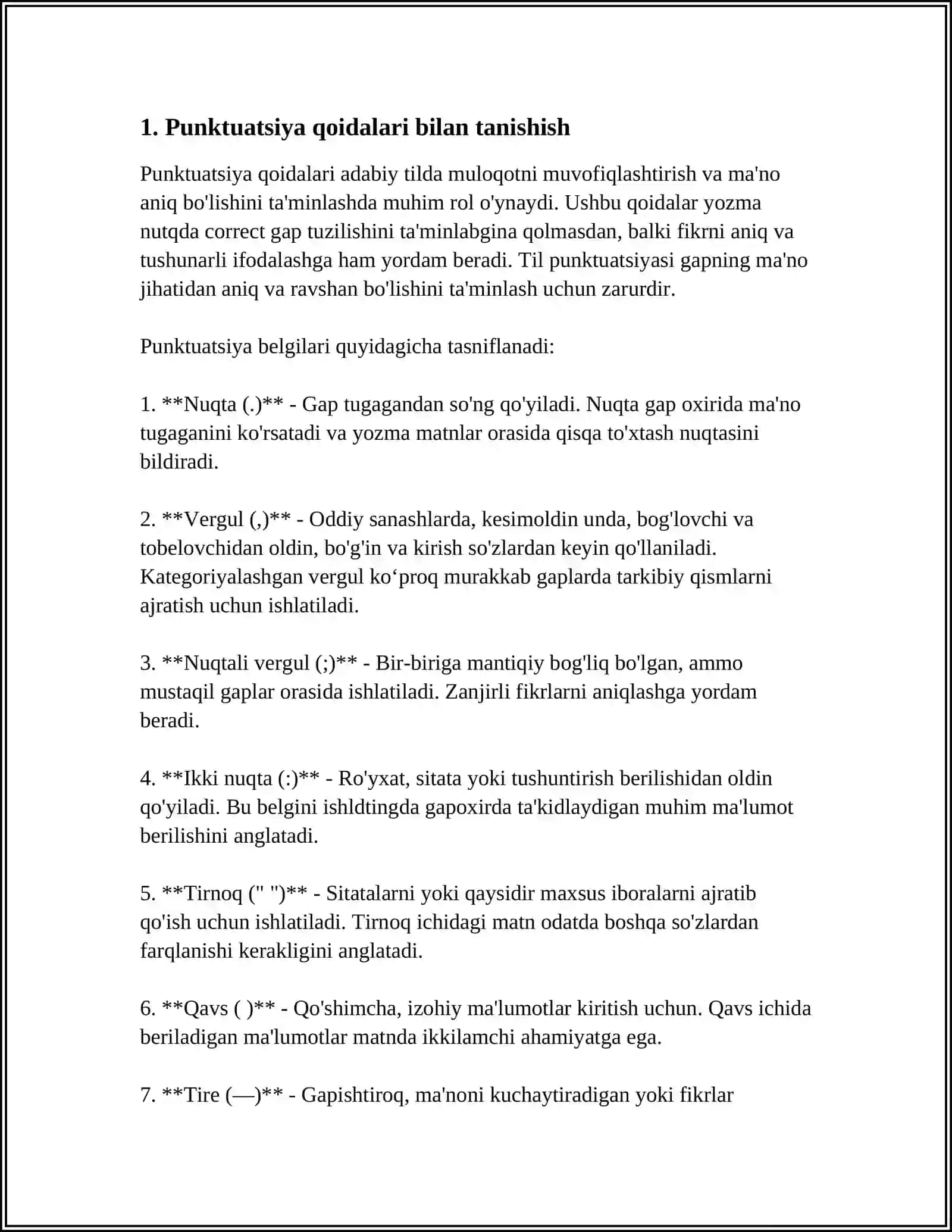 MUSTAQIL ISH Mavzu: PUNKTUATSION TAHLIL KO‘RINISHIDAGI YOZMA ISHLARNI BAJARISH 3