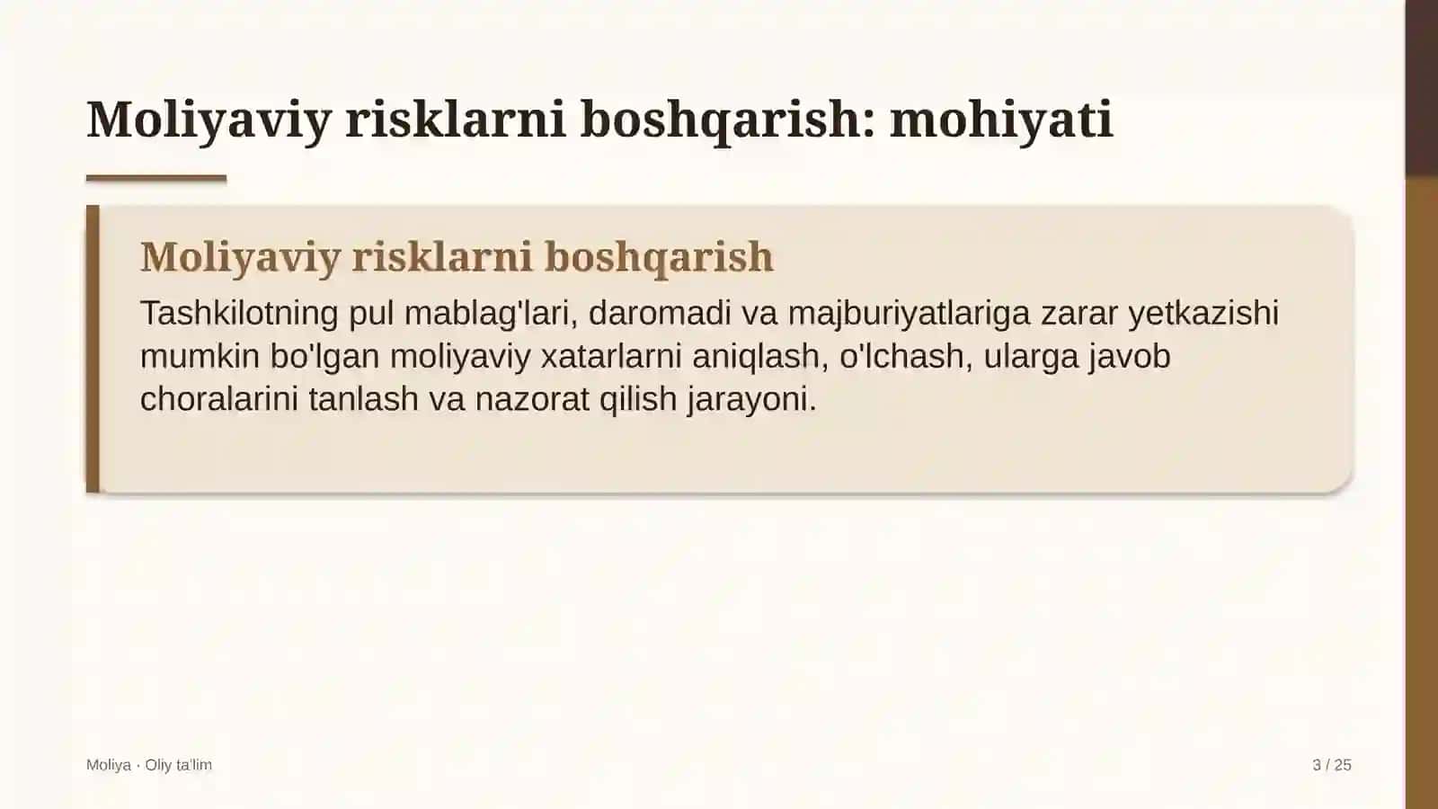 Moliya · Oliy ta'lim 3