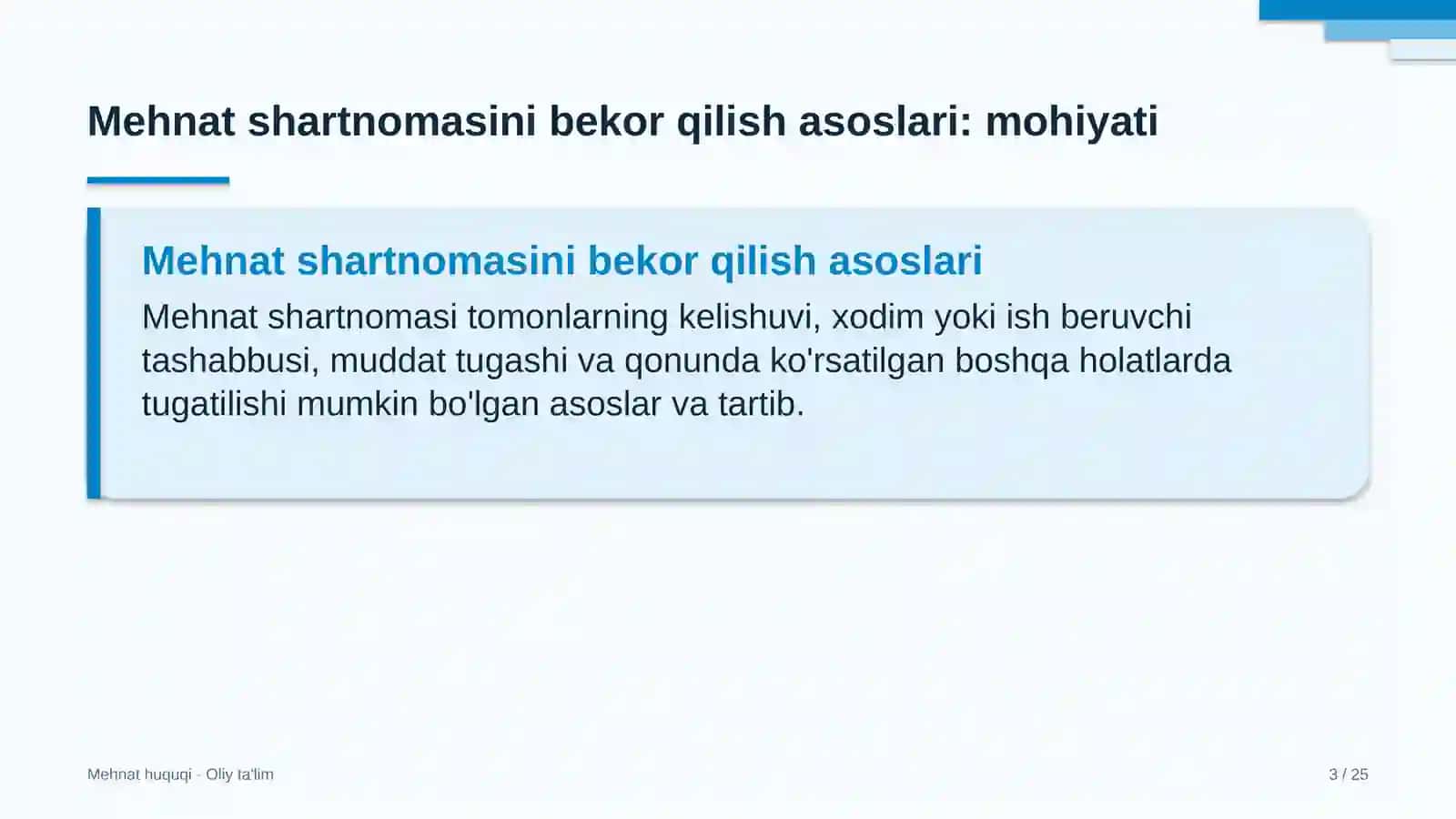 trenajyor zallarida mehnat shartnomasini bekor qilish asoslari 5555 3