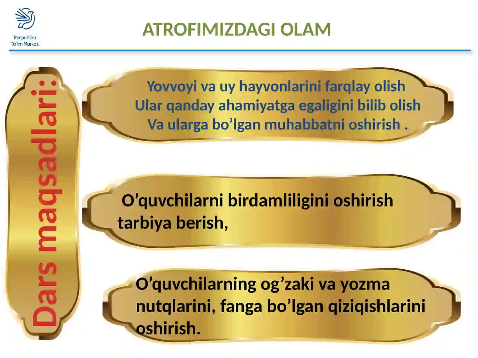 2-sinf Tabiiy Fan (Science) Yovvoyi va uy hayvonlari dars ishlanma 3