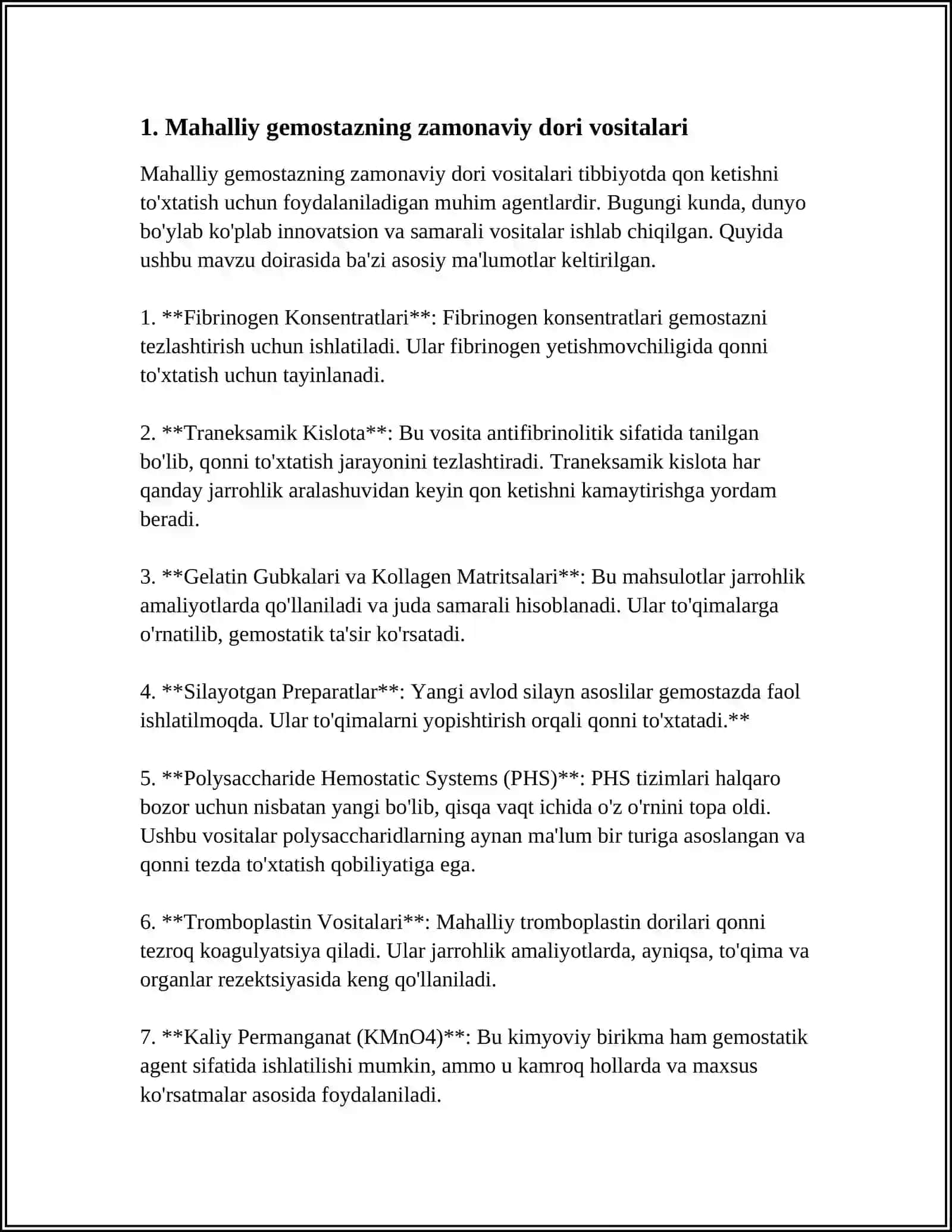 Mahalliy gemostaz uchun zamonaviy dori vositalari 3