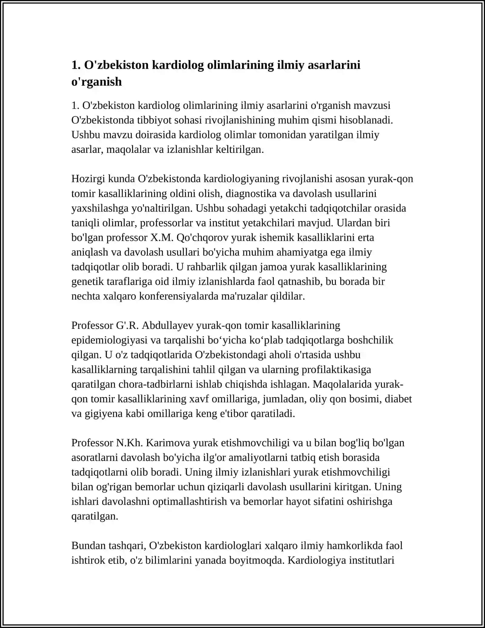 O'zbekiston kardiolog olimlarining ilmiy asarlarini o'rganish 3