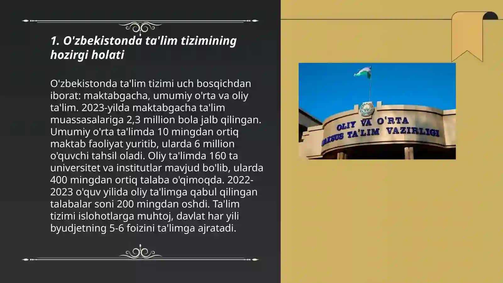 O'zbekistonda ta'lim tizimining hozirgi holati 3
