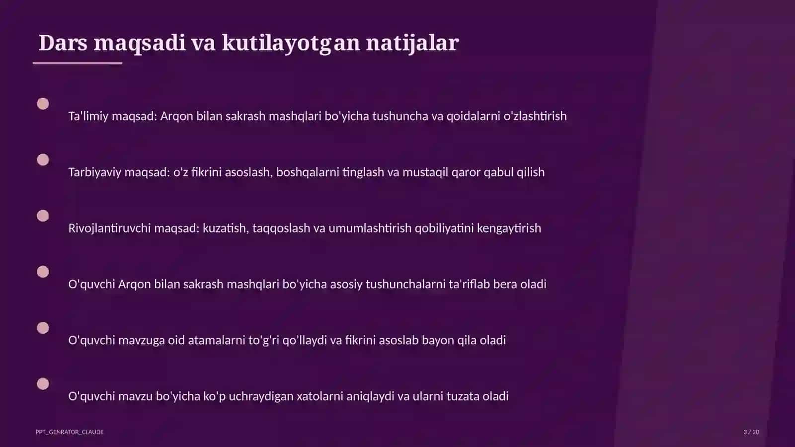 Arqon bilan sakrash mashqlari (3-sinf) 3
