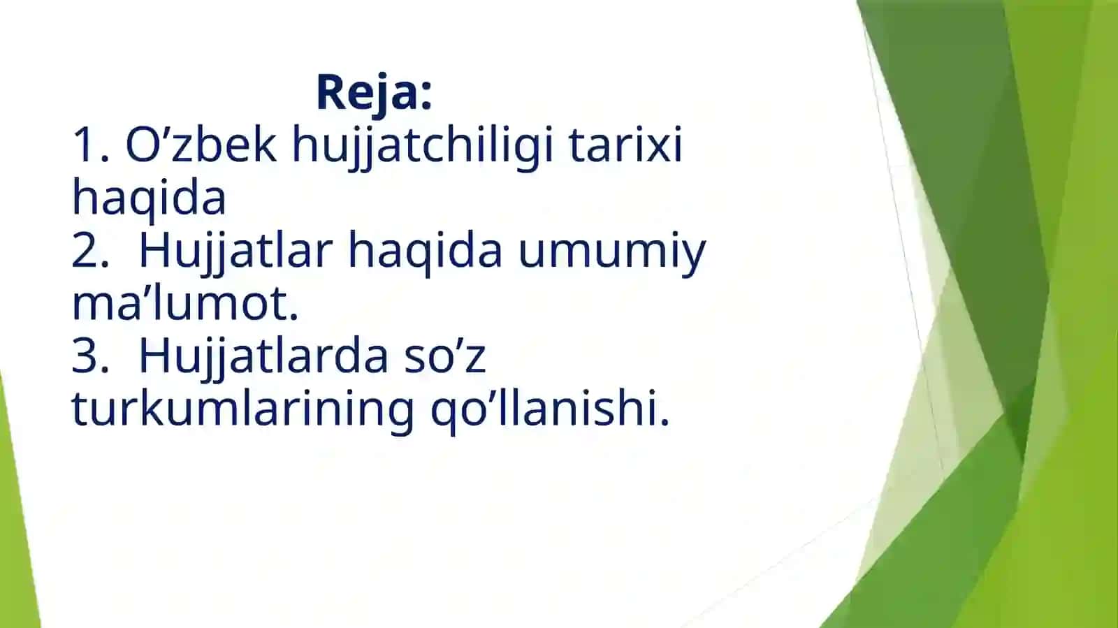 Hujjatlarning vazifasi. Hujjatlarda so’z turkumlarining qo’llanishi 3