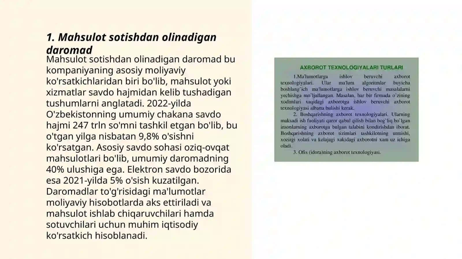 Mahsulot (ish xizmat) sotishdan yalpi foyda va unga ta'sir etuvchi omillar tahlili 3