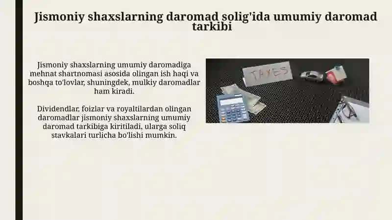 Jismoniy shaxslardan olinadigan daromad soligʻida jamiy daromadning tarkibi 3