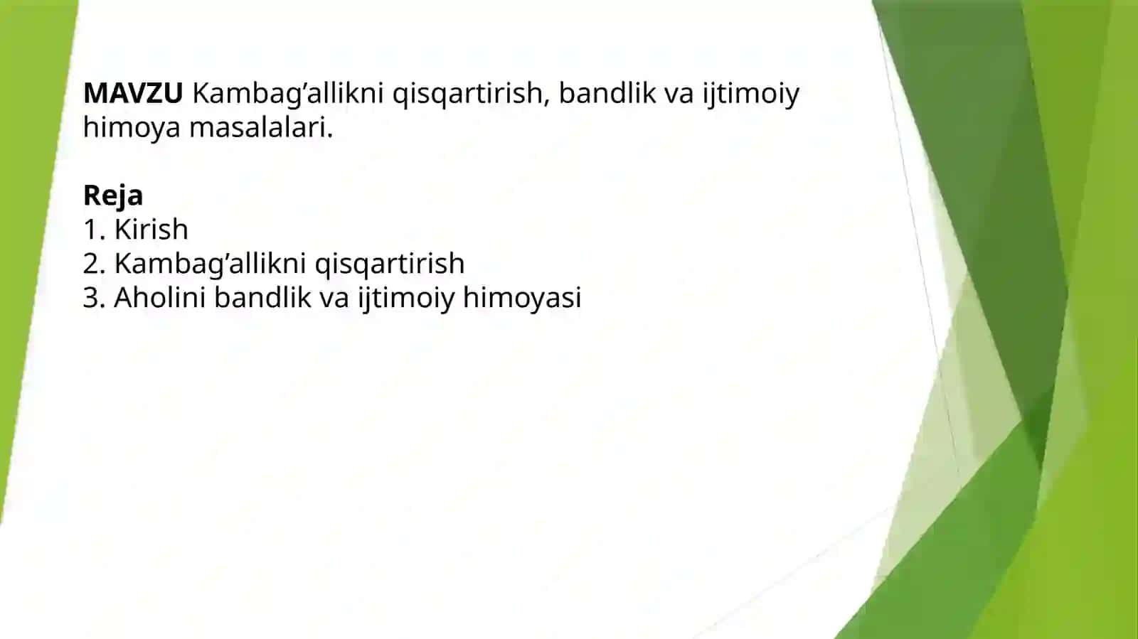 Kambag’allikni qisqartirish,bandlikva ijtimoiy himoya masalalari 3