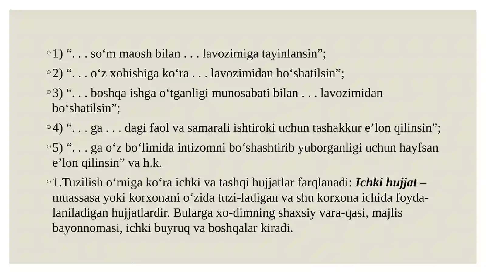 O‘ZBEK TILI SOHADA QÒLLANISHI FANIDAN TAYYORLAGAN TAQDIMOTI 3