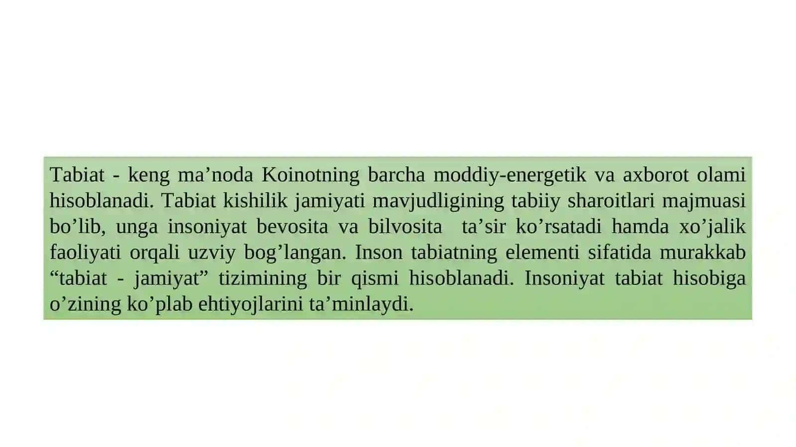 Hududlar ta'rqqiyotining ekologik jihatlari va tabiatdan foydalanishning muammolari 3