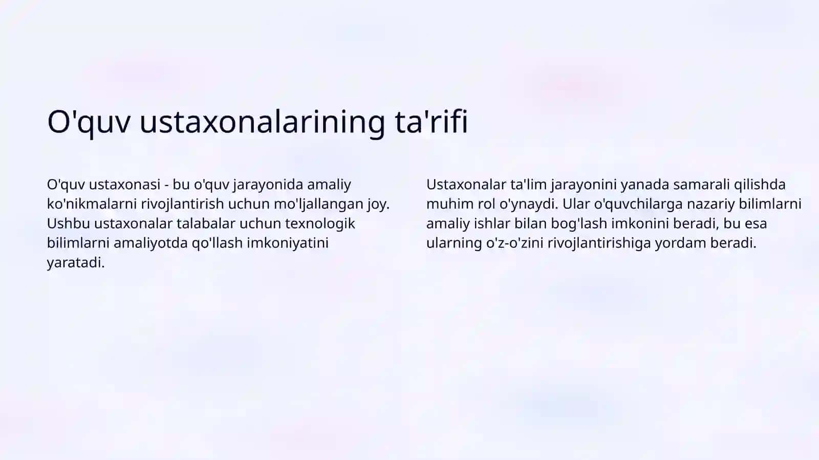 O'quv ustaxonalarini jihozlash va ulardan foydalanish texnalogiyasi 3