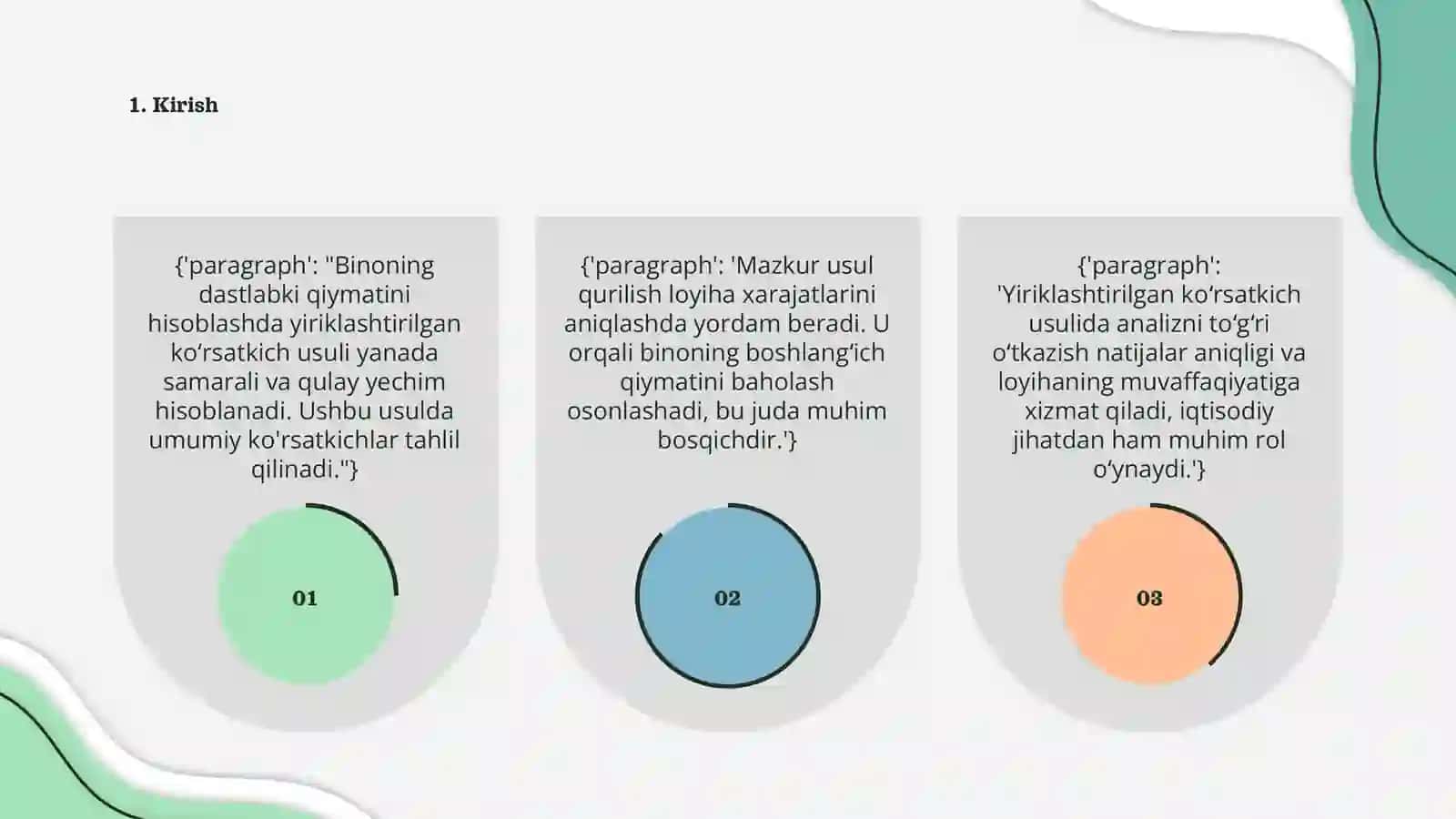Qurilishning dastlabki qiymatini yiriklashtirilgan ko‘rsatkich usulida hisoblash 3