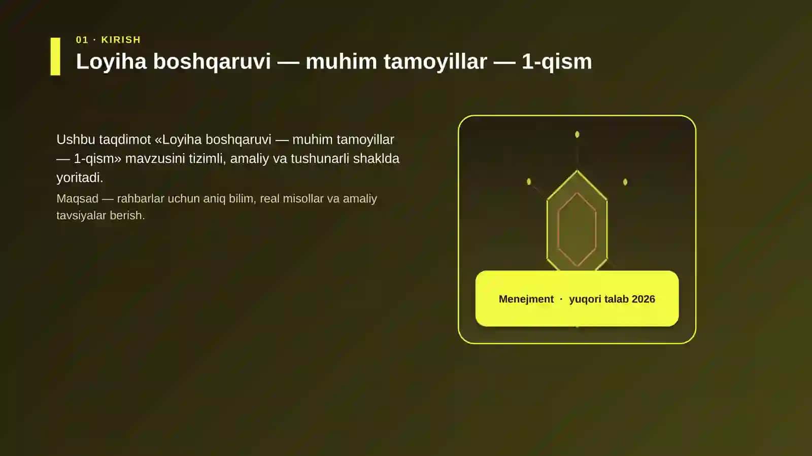 Loyiha boshqaruvi — muhim tamoyillar — 1-qism 3