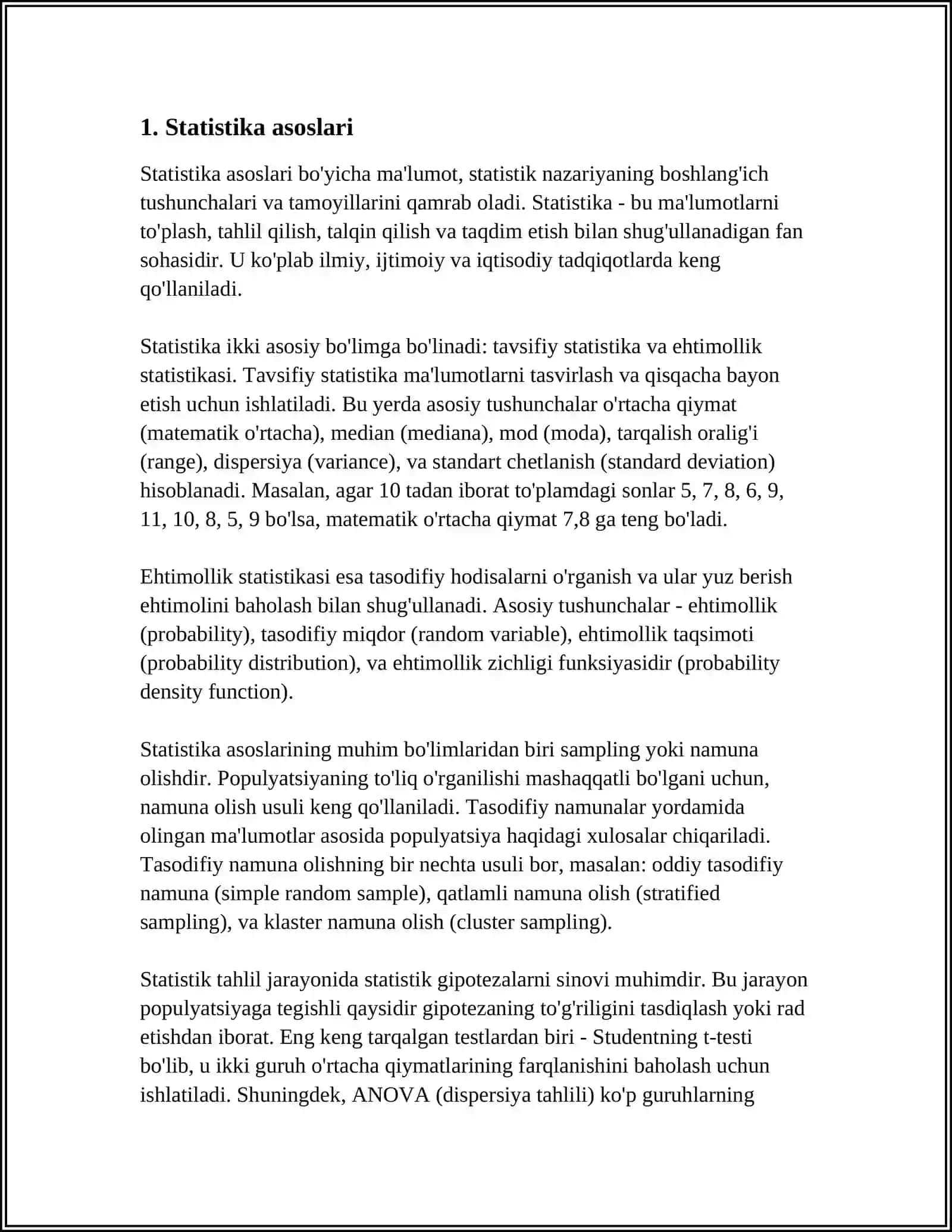 Matstatik ehm dasturlari va ular bilan ishlash 3