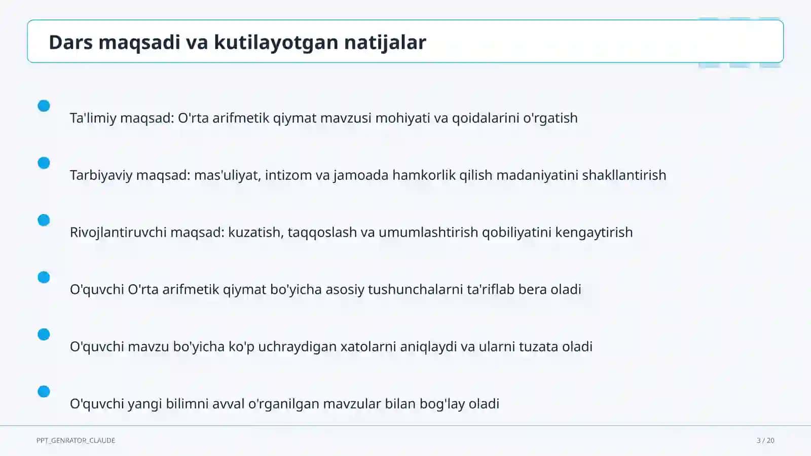 O'rta arifmetik qiymat (5-sinf) 3