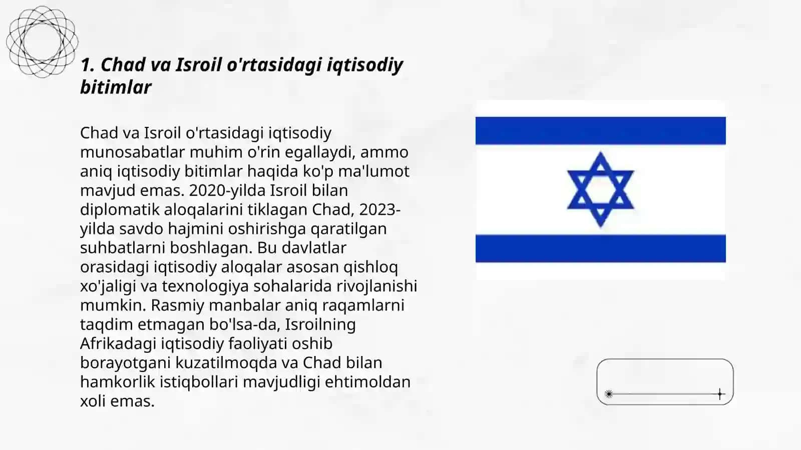 Chad va Isroil davlati iqtisodiy munosabatlar 3