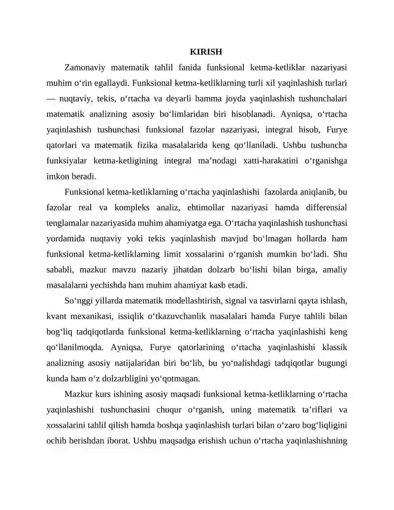 Funksional ketma-ketliklarning o‘rtacha yaqinlashishi va uning matematik tahlildagi tadbiqlari 3